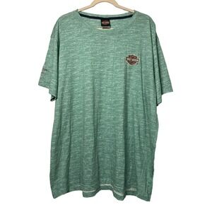 Harley Davidson T-Shirt Biker Faded Green Freeport Bahamas Logo Graphic 3XL Mens